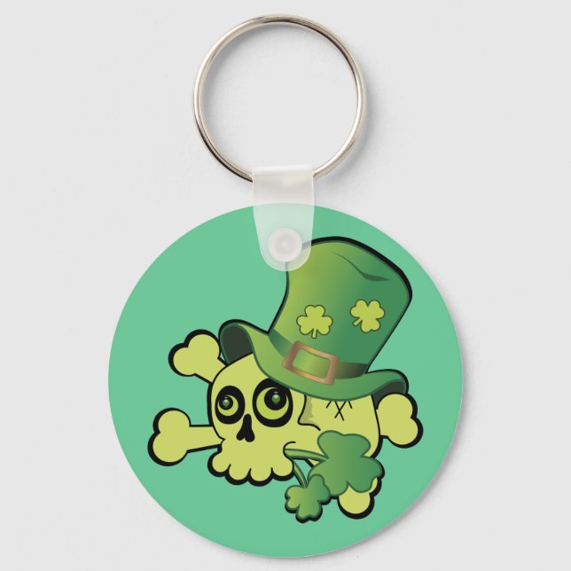 Skull and Shamrocks Key Ring (Front)