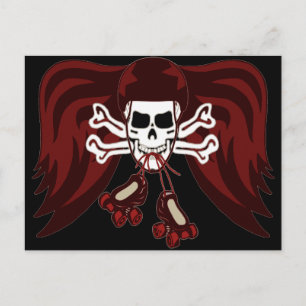 skull and skates postcard