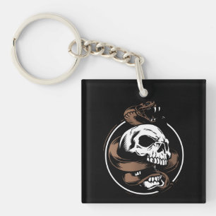 Skull and Snake Design: Squeeze of Fate Key Ring