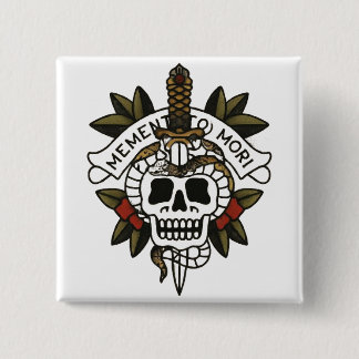 Skull and Snake Tattoo 15 Cm Square Badge