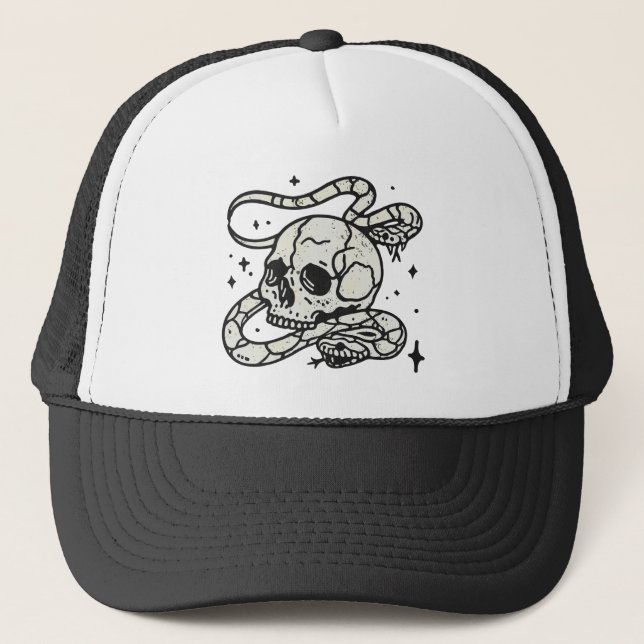 Skull And Snake  Trucker Hat (Front)