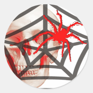 Skull and Spider Classic Round Sticker
