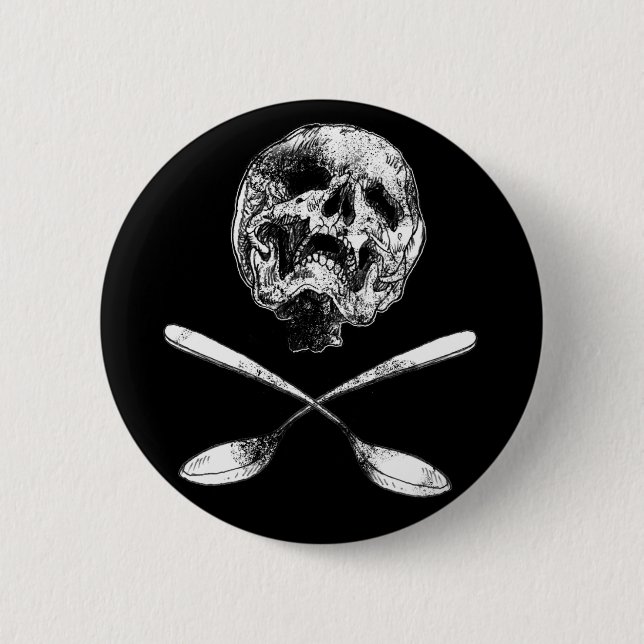 Skull and Spoons 6 Cm Round Badge (Front)