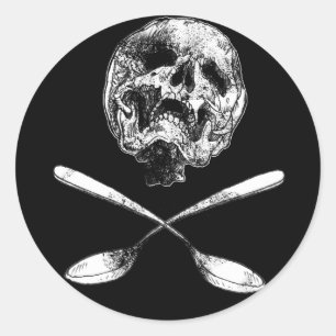 Skull and Spoons Classic Round Sticker