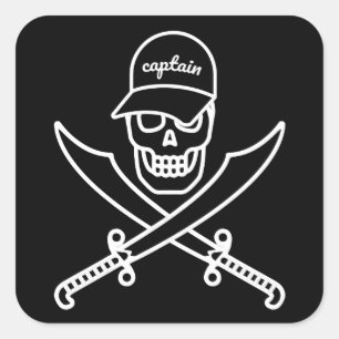 Skull and swords square sticker
