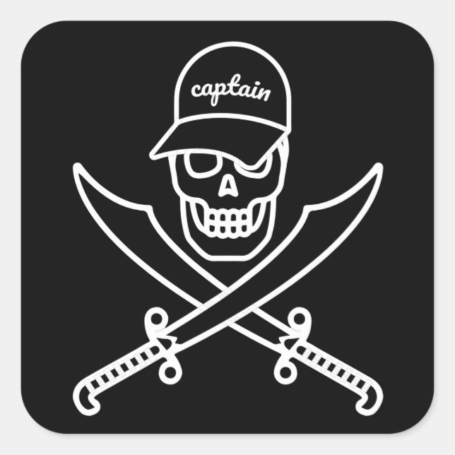 Skull and swords square sticker (Front)