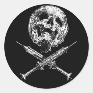 Skull and Syringes Classic Round Sticker