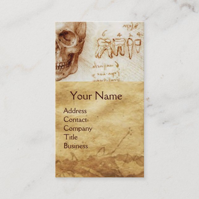 SKULL AND TEETH,DENTAL CLINIC,DENTIST MONOGRAM BUSINESS CARD (Front)