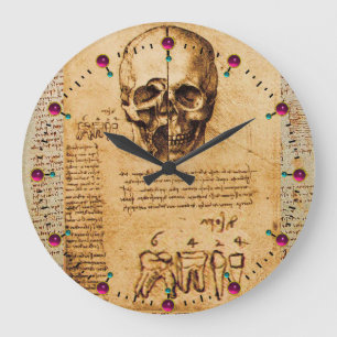 SKULL AND TEETH ,DENTAL CLINIC ,DENTIST Parchment Large Clock