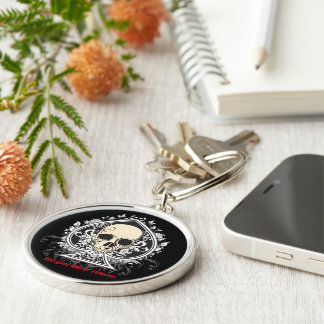 Skull and the ace of spades from playing cards, key ring