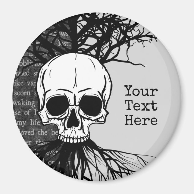 Skull and Tree Classic Round Sticker Magnet (Front)