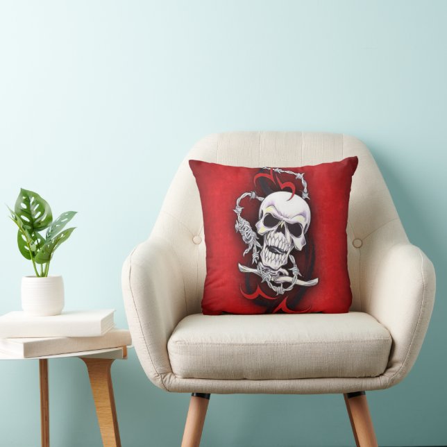 Skull And Tribal Tattoo Cushion (Chair)