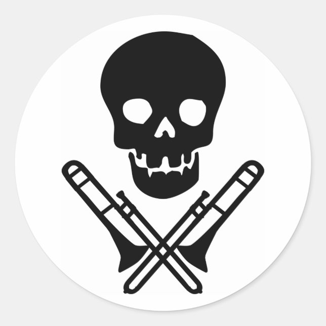 skull and trombones classic round sticker (Front)