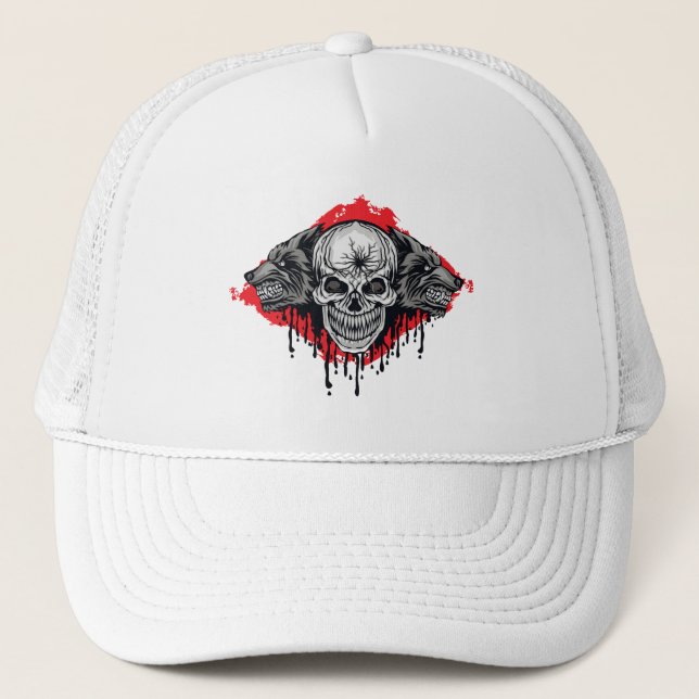 Skull and werewolves trucker hat (Front)