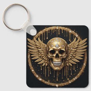 💀 Skull And Wings Gothic Gift For Metal Fans ☠️ Key Ring