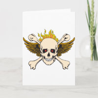 Skull and Wings with Crossbones and Fire