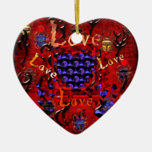 Skull Art Valentine Ceramic Tree Decoration