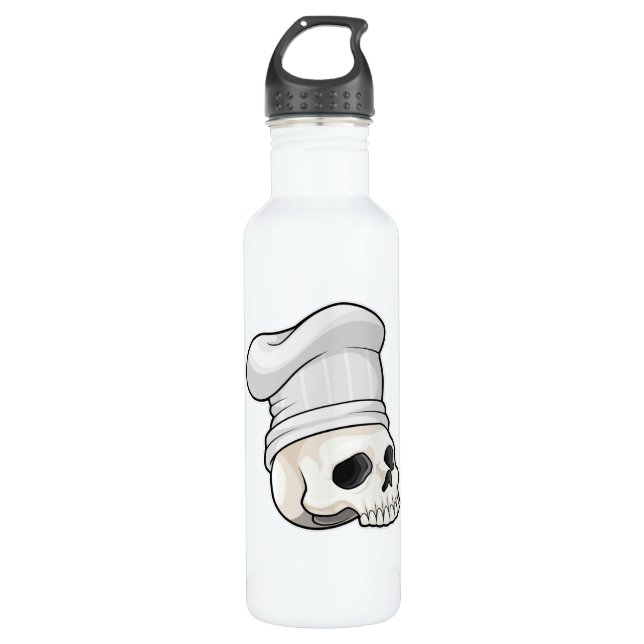 Skull as Cook with Chef hat 710 Ml Water Bottle (Front)