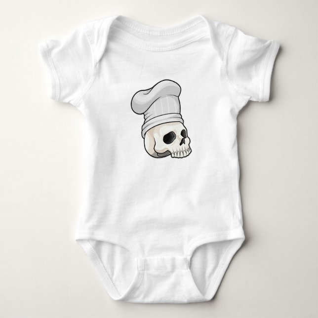 Skull as Cook with Chef hat Baby Bodysuit (Front)