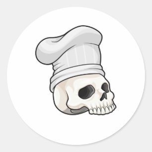 Skull as Cook with Chef hat Classic Round Sticker