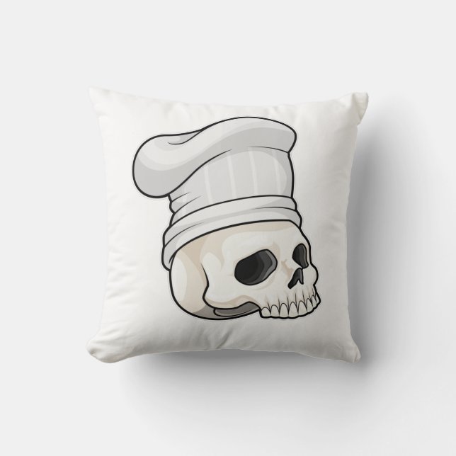 Skull as Cook with Chef hat Cushion (Front)