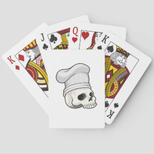 Skull as Cook with Chef hat Playing Cards