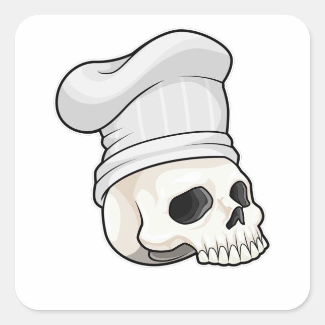 Skull as Cook with Chef hat Square Sticker (Front)