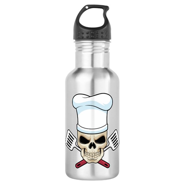 Skull as Cook with Cooking hat 710 Ml Water Bottle (Front)