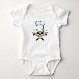 Skull as Cook with Cooking hat Baby Bodysuit