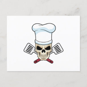 Skull as Cook with Cooking hat Postcard