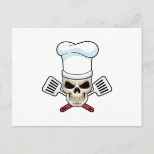 Skull as Cook with Cooking hat Postcard