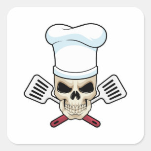 Skull as Cook with Cooking hat Square Sticker