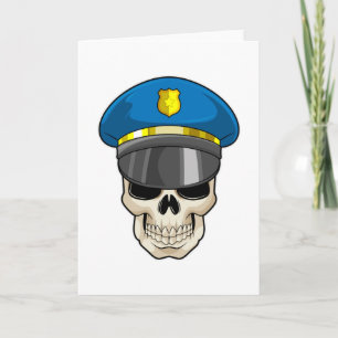 Skull as Police officer with Police hat Card