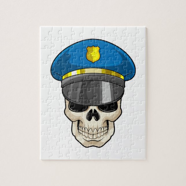 Skull as Police officer with Police hat Jigsaw Puzzle (Vertical)