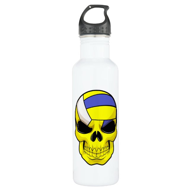 Skull as Volleyball player with Volleyball 710 Ml Water Bottle (Front)
