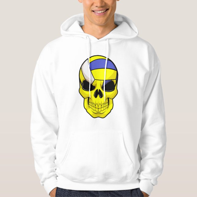 Skull as Volleyball player with Volleyball Hoodie (Front)
