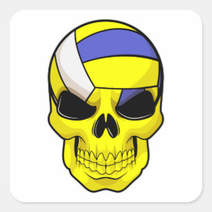 Skull as Volleyball player with Volleyball Square Sticker