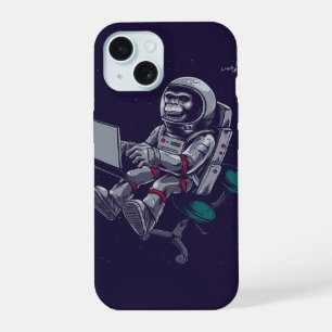 Skull Astronaut at Work – Space Gamer iPhone 15 Case
