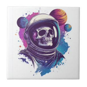 Skull Astronaut Explorer Ceramic Tile