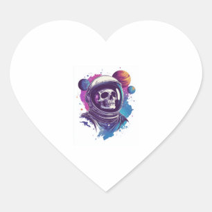 Skull Astronaut Explorer Heart Sticker