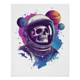 Skull Astronaut Explorer Poster