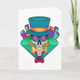 Skull at Chess with Chess piece Rook Card