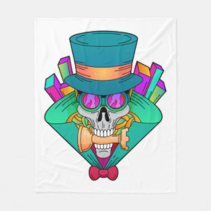 Skull at Chess with Chess piece Rook Fleece Blanket