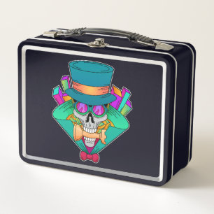 Skull at Chess with Chess piece Rook Metal Lunch Box