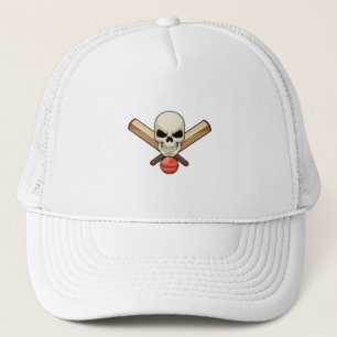 Skull at Cricket with Cricket bat Trucker Hat