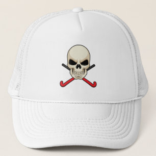 Skull at Hockey with Hockey bat Trucker Hat