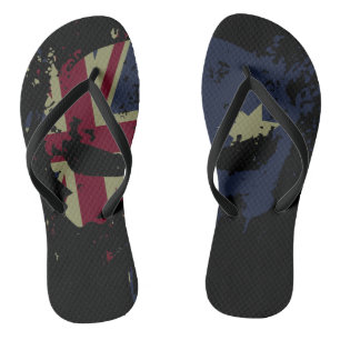 Skull Australian Flag Black Thongs