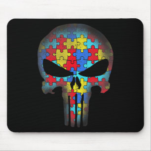 Skull Autism Awareness Tee Mom Dad Kids Autism T-S Mouse Pad
