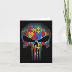 Skull Autism Awareness Tee Mum Dad Kids Autism Card