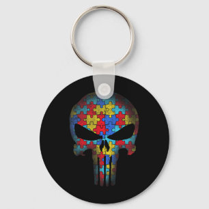 Skull Autism Awareness Tee Mum Dad Kids Autism Key Ring
